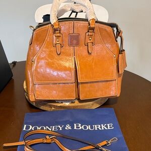 Dooney & Bourke natural Leather Satchel. Florentine Clayton.